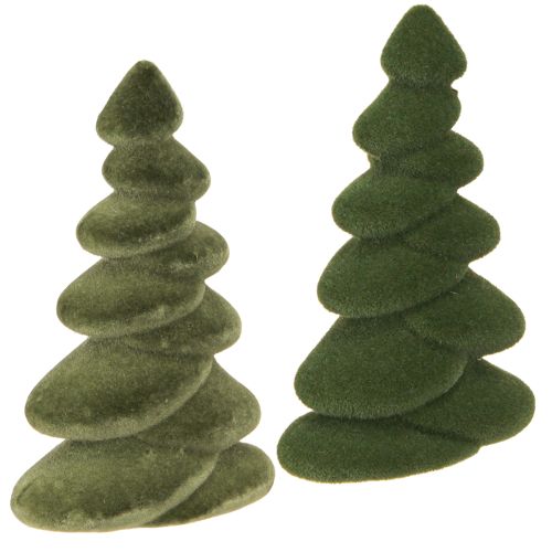 Decoração de mesa para árvore de Natal flocado abeto verde 16,5 cm 4 peças