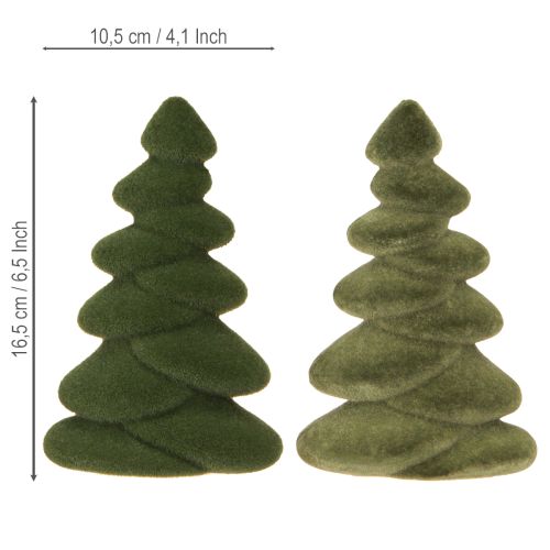 Floristik24 Decoração de mesa para árvore de Natal flocado abeto verde 16,5 cm 4 peças