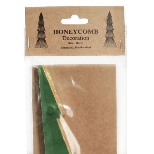 Itens Árvore de natal papel favo de mel Natal verde ouro Alt.30cm 2 peças
