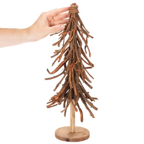 Árvore de Natal feita de ramos de salgueiro sobre uma base de madeira, 48 cm | Floristik24.pt