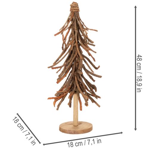 Árvore de Natal feita de ramos de salgueiro sobre uma base de madeira, 48 cm | Floristik24.pt