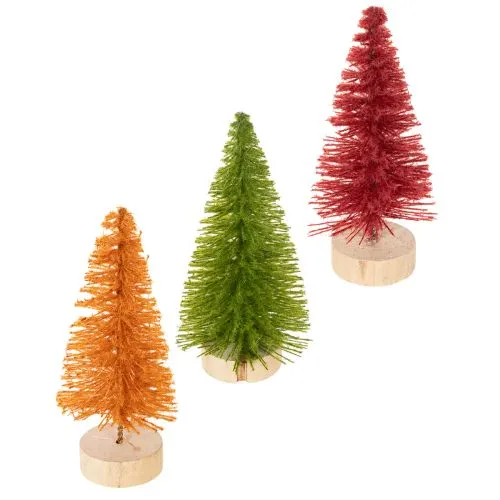 Árvore de Natal artificial com base de madeira, pequena, 16 cm, 6 peças comprar | Floristik24.pt