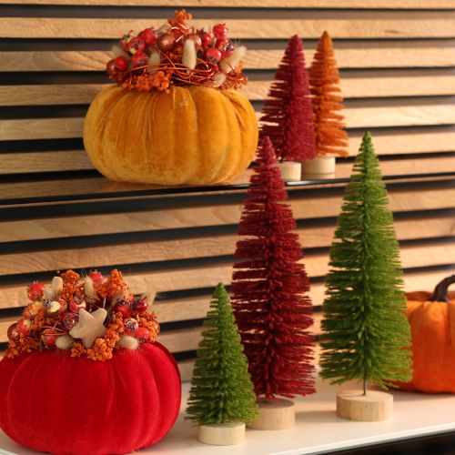 Árvore de Natal artificial com base de madeira, pequena, 16 cm, 6 peças | Floristik24.pt