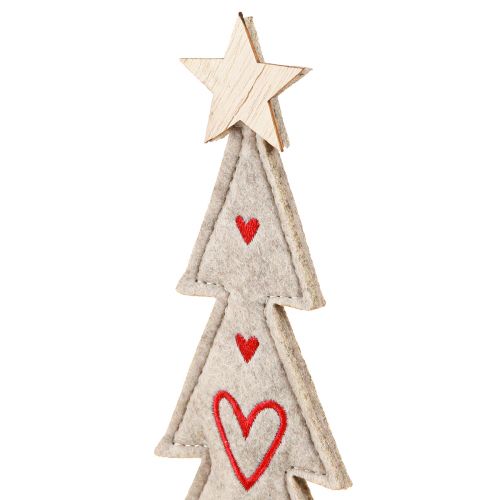 Itens Árvore de natal feita de feltro com corações cinza vermelho 28 cm 4 unidades