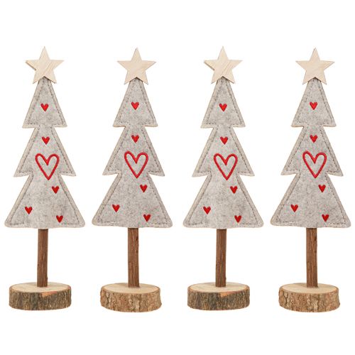 Itens Árvore de natal feita de feltro com corações cinza vermelho 28 cm 4 unidades