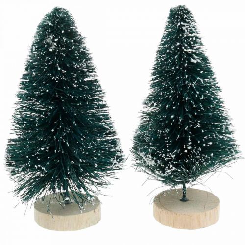 Floristik24 Mini abeto nevado, decoração de inverno, árvore de natal A9,5cm Ø5cm 2uds