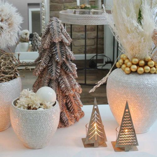 Floristik24 Pinhas, decorações de Natal, abeto de inverno coberto de neve, branco lavado Alt.40cm Ø18cm