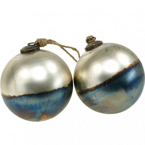 Floristik24 Bolas de Natal bola de vidro bicolor Ø12cm azul, metalizado 2 unidades