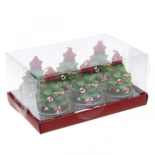 Floristik24 Iluminação para chá de Natal Iluminação para chá de abeto Altura 6,5cm 6 unidades