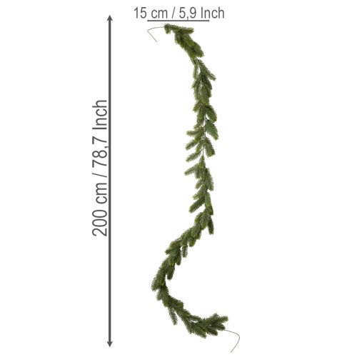 Guirlanda artificial de pinheiro verde para decoração festiva, 200 cm | Floristik24.pt