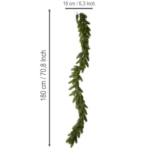 Guirlanda artificial de pinheiro, verde, para decoração festiva, 180 cm | Floristik24.pt
