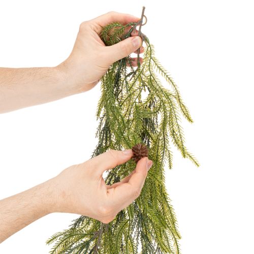Guirlanda artificial de ramos de pinheiro com pinhas para decoração do Advento, 218 cm | Floristik24.pt