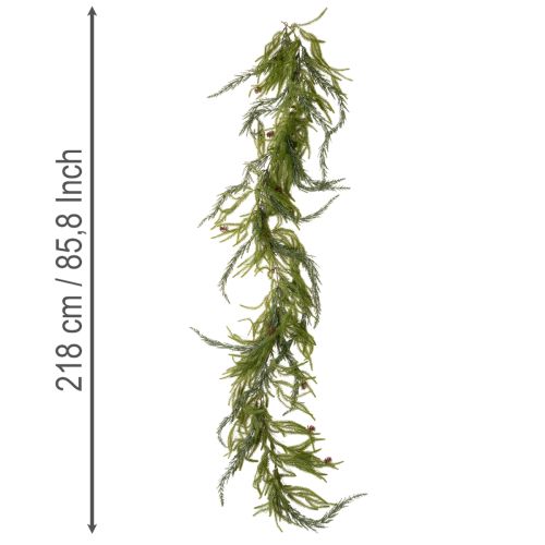 Guirlanda artificial de ramos de pinheiro com pinhas para decoração do Advento, 218 cm | Floristik24.pt