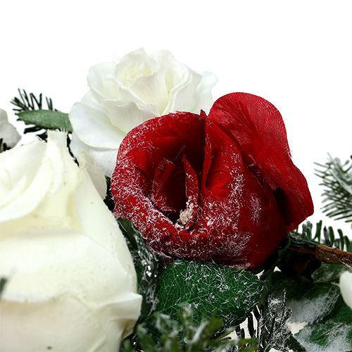 Itens Guirlanda de abeto com rosas nevadas 180 cm