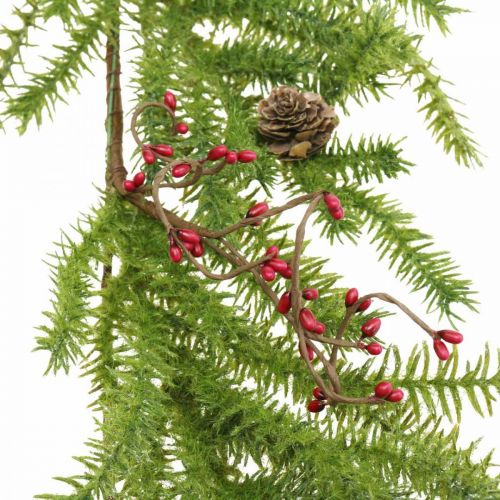 Floristik24 Cabide decorativo lariço artificial coníferas ramos cones e bagas 150cm