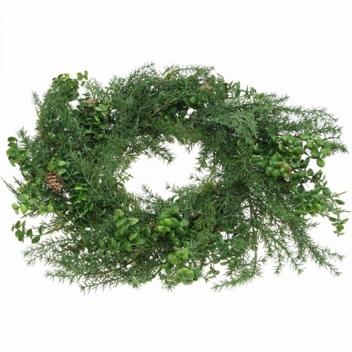 Floristik24 Guirlanda decorativa com ramos de coníferas, cones e caixa verde 60cm