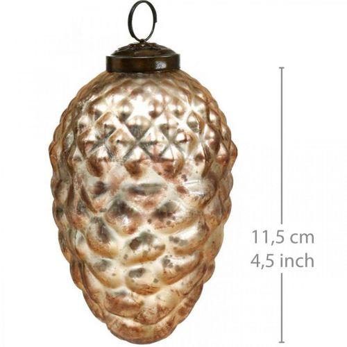 Floristik24 Pingente de pinha, decorações para árvores de Natal, decoração de outono, vidro real, aparência antiga Ø7cm Alt.11.5cm 6pcs