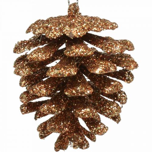 Itens Enfeites de árvore de natal cones deco glitter cobre H7cm 6pcs