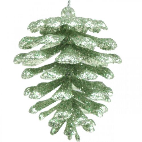Itens Enfeites de árvore de natal cones decorativos glitter menta H7cm 6pcs
