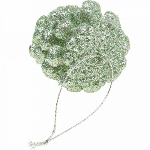 Floristik24 Enfeites de árvore de natal cones decorativos glitter menta H7cm 6pcs