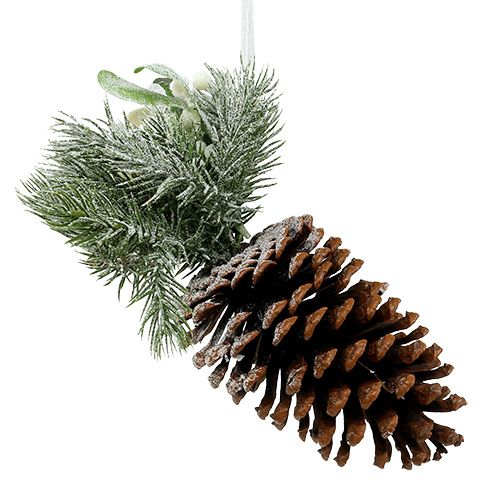 Floristik24 Pinhas com decoração para pendurar branco 25cm - 30cm