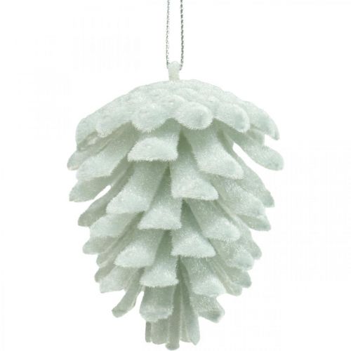 Itens Pinhas decorativas para pendurar brancas 7cm 6 peças