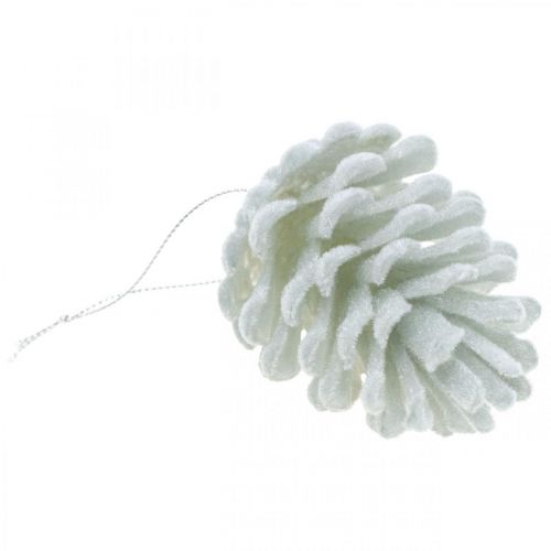 Itens Pinhas decorativas para pendurar brancas 7cm 6 peças