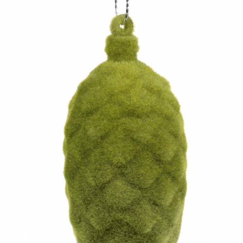 Floristik24 Cones decorativos flocados verde musgo 9,5cm/8cm 12 un