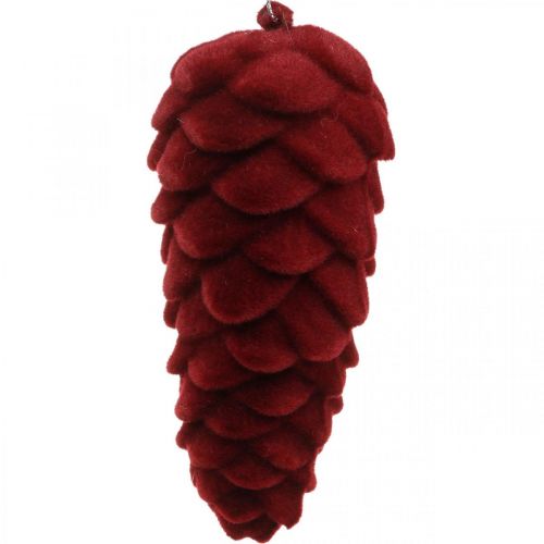 Floristik24 Cabide de decoração de cones de outono, decorações de advento, pinhas flocadas em vermelho Alt.13cm Ø6cm 6S