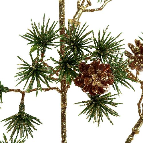 Floristik24 Ramo de abeto verde, glitter dourado 46 cm