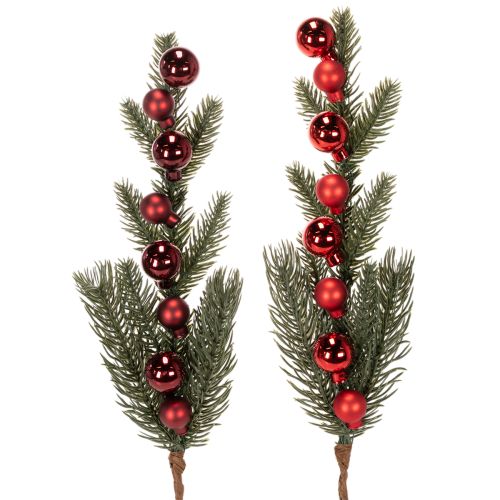 Ramo de pinheiro artificial com enfeites de Natal, 48 cm, 2 peças comprar | Floristik24.pt