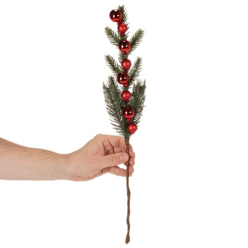 Ramo de pinheiro artificial com enfeites de Natal, 48 cm, 2 peças | Floristik24.pt