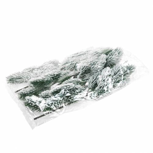 Floristik24 Ramo de abeto verde coberto de neve 39 cm 8 unidades