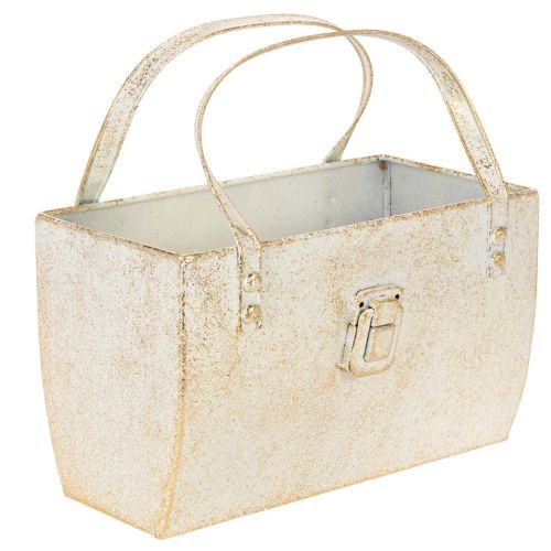 Bolsa metálica, recipiente decorativo, retangular, 26 cm, dourada comprar | Floristik24.pt