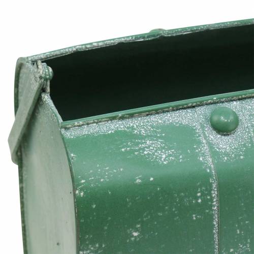 Floristik24 Saco plantador com alça de metal verde, branco lavado H20cm