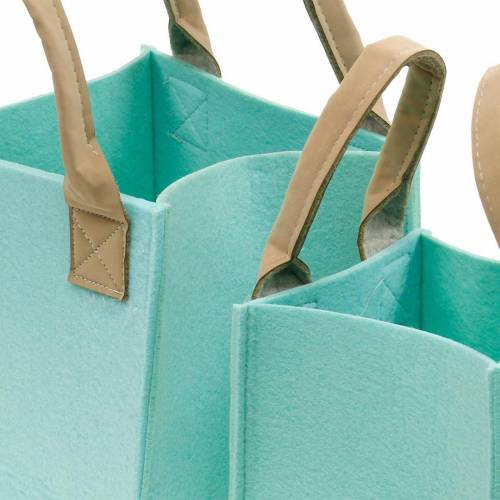 Floristik24 Floreira decorativa, feltro verde menta, cesta de feltro com alças, decoração de feltro, conjunto de 2