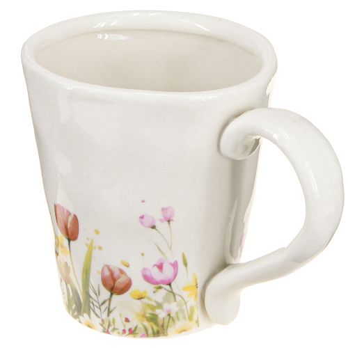 Caneca de café com flores coloridas para um começo de dia aconchegante. 10,5 cm