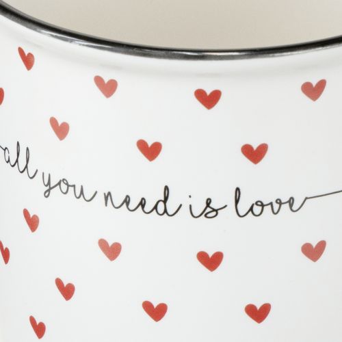 Itens Caneca com corações cerâmica branca vermelha Ø9cm H9cm
