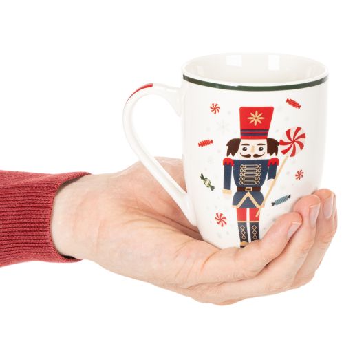 Caneca de Natal com motivo de quebra-nozes e bengala doce, 10 cm, conjunto com 2 peças | Floristik24.pt