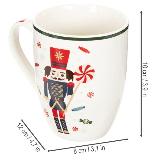 Caneca de Natal com motivo de quebra-nozes e bengala doce, 10 cm, conjunto com 2 peças | Floristik24.pt