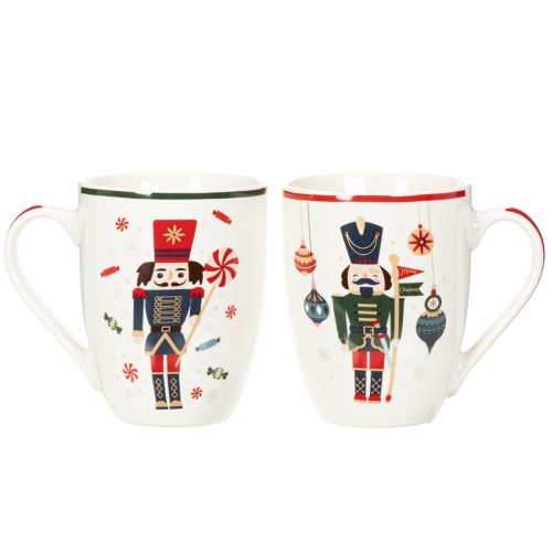 Caneca de Natal com motivo de quebra-nozes e bengala doce, 10 cm, conjunto com 2 peças | Floristik24.pt