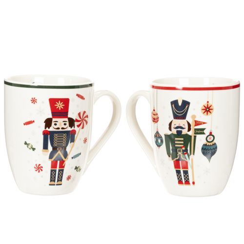 Caneca de Natal com motivo de quebra-nozes e bengala doce, 10 cm, conjunto com 2 peças | Floristik24.pt