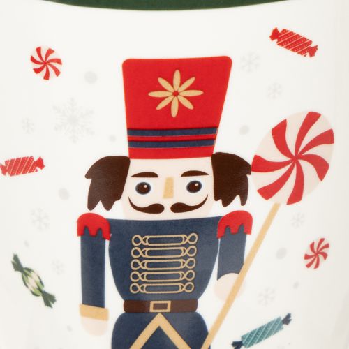 Caneca de Natal com motivo de quebra-nozes e bengala doce, 10 cm, conjunto com 2 peças | Floristik24.pt