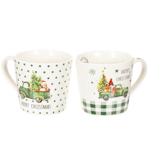 Caneca de café Feliz Natal com motivo de carro natalino, caneca de cerâmica de 10 cm, 2 unidades.