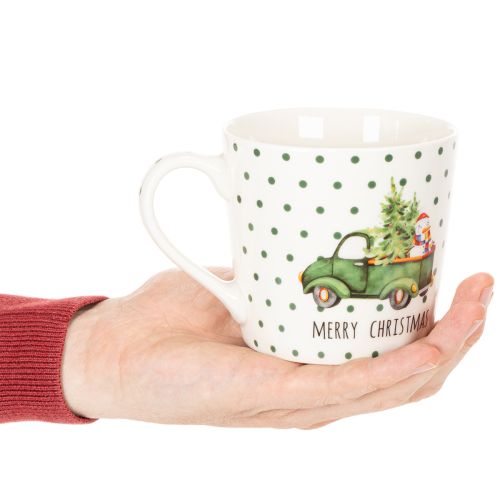 Caneca de café Feliz Natal com motivo de carro natalino, caneca de cerâmica de 10 cm, 2 unidades. | Floristik24.pt