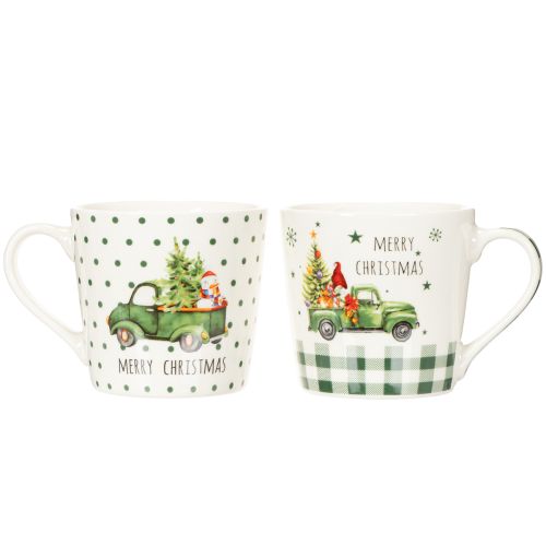 Caneca de café Feliz Natal com motivo de carro natalino, caneca de cerâmica de 10 cm, 2 unidades. | Floristik24.pt