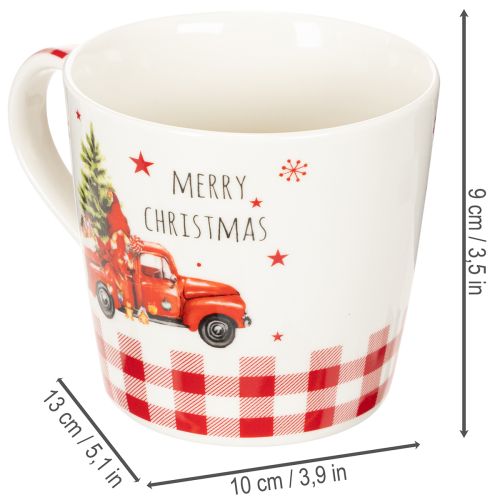 Caneca de Natal com carro e árvore de Natal, canecas de cerâmica, 10 cm, conjunto com 2 unidades | Floristik24.pt