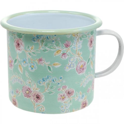 Plantador Copo Esmaltado Retro Deco Verde Ø9,5cm A10cm