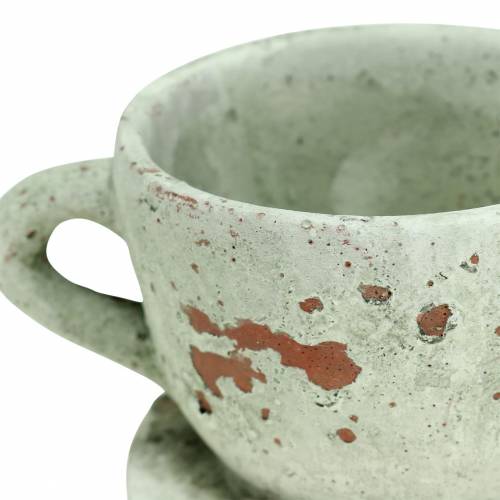 Itens Vaso para plantas com pires vintage cinza, tom natural Ø8cm Alt.6,5cm 4 unidades