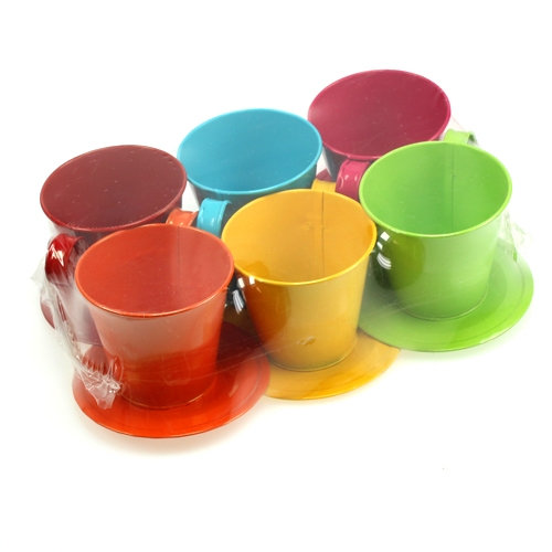 Floristik24 Copo com prato Ø9cm Alt.8cm 6 unid. ordenado por cor